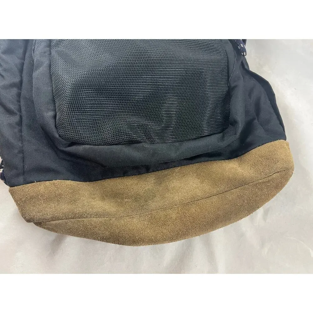 Jansport Backpack Brown Suede Bottom Black Nylon School Travel Hiking